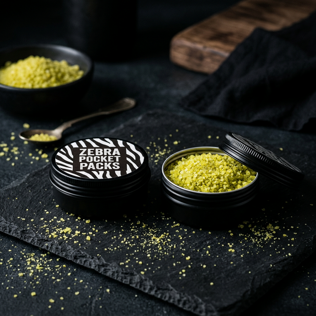 Zebra Pocket Packs — Salty Lemonade in black aluminum tin